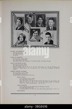 Das Jahrbuch der North High School 1929, The Polaris Annual, erinnert an die Gründung der Schule im Jahr 1893 und ihre Architektur, die von Frank L. Packard im romanischen Stil entworfen wurde. Das ursprüngliche Gebäude wurde 1924 ersetzt und die Schule wurde 1979 geschlossen, bevor sie 2012 wieder als Columbus International High School eröffnet wurde. Stockfoto