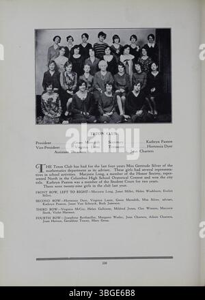 Das Polaris Annual Yearbook of North High School (1929) beschreibt die historische Entwicklung des 1893 erbauten Schulgebäudes. Das zweite Gebäude der Schule, das 1924 erbaut wurde, ersetzte das erste und wurde später als Columbus International High School genutzt, nachdem es 1979 aufgrund der rückläufigen Einschreibung geschlossen wurde. Das Grundstück wurde im Dezember 1921 für das neue Bauwerk erworben. Stockfoto