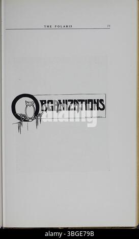 Diese Seite aus dem Jahrbuch der North High School 1921, The Polaris Annual, reflektiert die Entwicklung der Schule von der ursprünglichen Struktur des romanischen Revival, entworfen von Frank L. Packard im Jahr 1893, zu ihrer neuen Einrichtung an der East Arcadia Avenue im Jahr 1924. Nachdem die Schule 1979 aufgrund der rückläufigen Einschreibung geschlossen wurde, wurde sie 2012 als Columbus International High School wieder eröffnet. Stockfoto