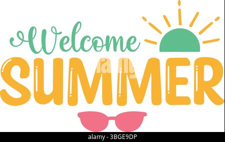 Sommer-SVG-Design, Sommer-Strand-Design, Sommer-Zitate SVG-Designs, lustige Sommer-Zitate SVG-Cut-Dateien, Sommer-Zitate T-Shirt-Designs. Stock Vektor