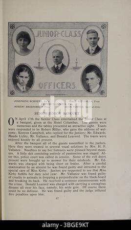Seite 70 des Jahrbuchs „Polaris“ 1914 reflektiert die Gründung der North High School, die Bauübergänge und den Dienst von Charles D. Everett. Es umfasst Geschichte von seinen 1890er Jahren bis zu seiner modernen Nutzung im Jahr 2012. Stockfoto