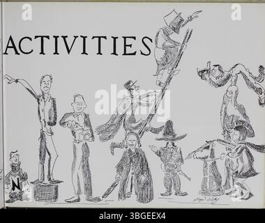 Diese Seite aus dem Jahrbuch „Memory Book“ von 1957 erinnert an die Geschichte der North High School, die ursprünglich 1892-3 an der 100 West 4th Avenue im romanischen Stil erbaut wurde. Das zweite Gebäude, das 1924 fertiggestellt wurde, diente als Bildungszentrum in Columbus. Später wurde sie 2012 als Columbus International High School eröffnet, nachdem sie 1979 geschlossen wurde. Stockfoto