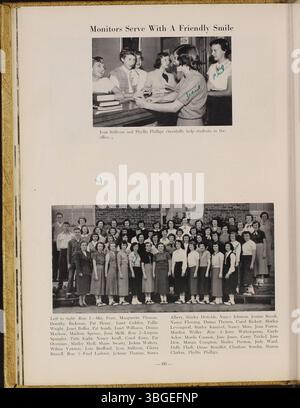 Im Jahrbuch der West High School von 1951, „The Occident“, wird das Erbe der Schule dokumentiert. Die West High, die 1908 gegründet wurde, erlebte ein beträchtliches Wachstum mit 457 Studenten bis 1916. Das neue Gebäude wurde von Howard Dwight Smith entworfen und 1929 eröffnet. Das Jahrbuch erfasst Bilder von Studenten und Mitarbeitern, wobei Schlüsselfiguren wie Rektor Otto H. Magly erwähnt werden. Es umfasst auch die spätere Geschichte des alten Gebäudes, das zur Starling Junior High School wurde. Stockfoto