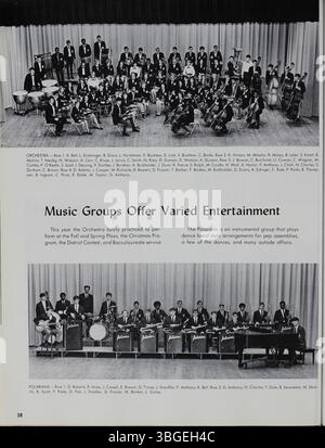 Das Jahrbuch 1970 der North High School mit dem Titel „Memory Book“ enthält historische Details über die Ursprünge der Schule, einschließlich ihrer Gründung im Jahr 1893 unter dem Direktor Charles D. Everett. Das erste Gebäude, ein Gebäude im romanischen Stil, das von Frank L. Packard entworfen wurde, wurde 1924 durch ein neues Gebäude ersetzt. Die Schule wurde 1979 geschlossen und 2012 als Columbus International High School, Teil der Columbus City Schools, wiedereröffnet. Stockfoto