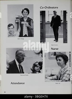 Das Jahrbuch der North High School 1970 mit dem Titel Memory Book erzählt die Ursprünge, das architektonische Erbe und die Wiedereröffnung der Schule im Jahr 2012 als Columbus International High School nach der Schließung von 1979. Stockfoto