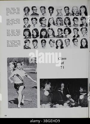 Das Jahrbuch 1970 mit dem Titel Memory Book erzählt die Geschichte der North High School, die 1893 von Charles D. Everett gegründet wurde. Das erste Gebäude, das von Frank L. Packard entworfen wurde, wurde zwischen 1892 und 1893 erbaut. Die Schule zog 1924 in die East Arcadia Avenue um und wurde 1979 geschlossen, bevor sie 2012 wieder als Columbus International High School eröffnet wurde. Stockfoto