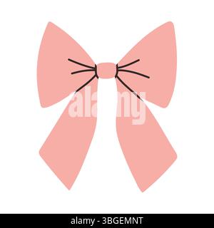 Einfache rosa Schleife isoliert auf weißem Hintergrund. Flache Vektorillustration der niedlichen Schleife für Postkarte, Scrapbooking, Posterdesign, Aufkleber. Stock Vektor