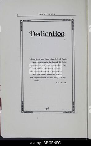 Das Polaris Annual Jahrbuch von 1920 beleuchtet die Geschichte der North High School, einschließlich der Gründung durch Charles D. Everett im Jahr 1893. Das erste Gebäude, ein Gebäude im romanischen Stil, befand sich an der 100 West 4th Avenue und wurde 1924 ersetzt. Die Schule zog später in die 100 East Arcadia Avenue und wurde bis zu ihrer Schließung im Jahr 1979 betrieben. 2012 wurde sie als Columbus International High School wieder eröffnet. Stockfoto