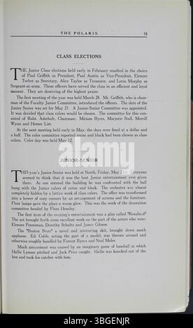 Das Polaris Annual Jahrbuch 1920 der North High School zeigt Charles D. Everett, den Rektor von 1893. Die ursprüngliche North High School, ein von Frank L. Packard entworfenes Gebäude im romanischen Revival, wurde 1924 durch ein neues Gebäude an der 100 East Arcadia Avenue in Clintonville ersetzt. Die Schule wurde 1979 geschlossen und 2012 als Columbus International High School eröffnet, nachdem der Bezirk 1921 Land an der Arcadia Avenue erworben hatte. Stockfoto