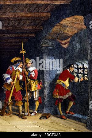 Der Mann in der eisernen Maske, ein Staatsgefangener, interniert im Gefängnis auf der Insel Sainte-Marguerite. Stockfoto