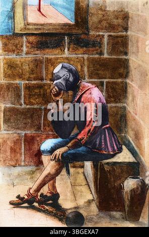 Der Mann in der eisernen Maske, ein Staatsgefangener, interniert im Gefängnis auf der Insel Sainte-Marguerite. Stockfoto