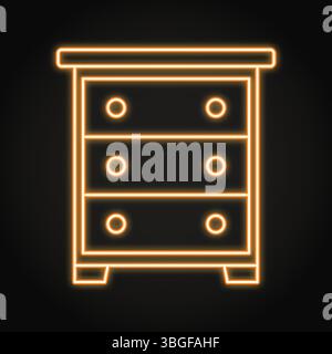 Neonlinien-Symbol für Kommode. Holzmöbel. Vektorabbildung Stock Vektor