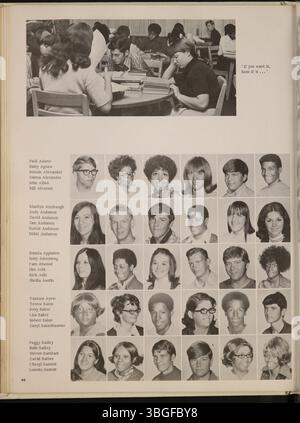 Die Marion Franklin High School, gegründet 1953 in 1265 Koebel Road, Columbus, Ohio, diente zunächst den Klassen 7 bis 12. Die Schule war ursprünglich Teil des Marion Township School District und wurde am 20. November 1953 eingeweiht. Das Jahrbuch Diabolis dokumentiert das Leben und die Geschichte der Schüler ab dem Schuljahr 1971. Stockfoto
