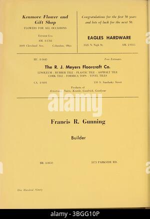Das ist das Jahrbuch 1956 für die Aquinas College High School. Das Gebäude der Aquinas College High School wurde vom Columbus Technical Institute gekauft und später in Aquinas Hall am Columbus State Community College umbenannt. Stockfoto