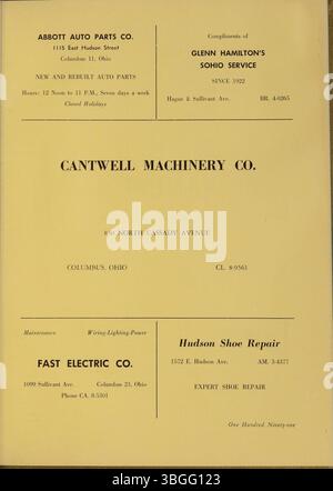 Das ist das Jahrbuch 1956 für die Aquinas College High School. Das Gebäude der Aquinas College High School wurde vom Columbus Technical Institute gekauft und später in Aquinas Hall am Columbus State Community College umbenannt. Stockfoto