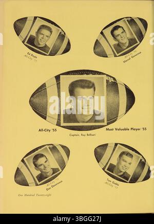 Das ist das Jahrbuch 1956 für die Aquinas College High School. Das Gebäude der Aquinas College High School wurde vom Columbus Technical Institute gekauft und später in Aquinas Hall am Columbus State Community College umbenannt. Stockfoto