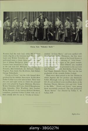 Das ist das Jahrbuch 1956 für die Aquinas College High School. Das Gebäude der Aquinas College High School wurde vom Columbus Technical Institute gekauft und später in Aquinas Hall am Columbus State Community College umbenannt. Stockfoto