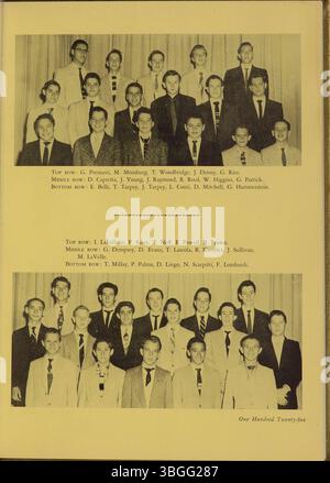 Das ist das Jahrbuch 1956 für die Aquinas College High School. Das Gebäude der Aquinas College High School wurde vom Columbus Technical Institute gekauft und später in Aquinas Hall am Columbus State Community College umbenannt. Stockfoto