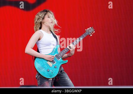 Norje, Schweden, 5. Juni 2025 THE WARNING (MX) Performing beim Sweden Rock Festival Credit: PEO Moller/Alamy Live News Stockfoto