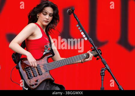 Norje, Schweden, 5. Juni 2025 THE WARNING (MX) Performing beim Sweden Rock Festival Credit: PEO Moller/Alamy Live News Stockfoto