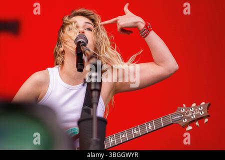 Norje, Schweden, 5. Juni 2025 THE WARNING (MX) Performing beim Sweden Rock Festival Credit: PEO Moller/Alamy Live News Stockfoto