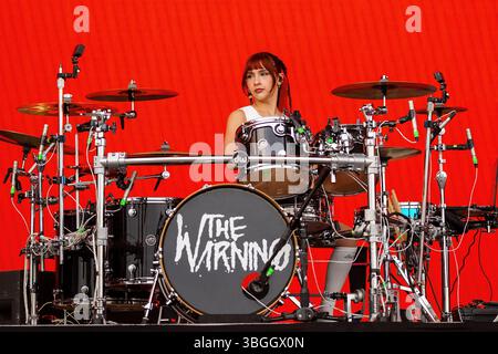 Norje, Schweden, 5. Juni 2025 THE WARNING (MX) Performing beim Sweden Rock Festival Credit: PEO Moller/Alamy Live News Stockfoto