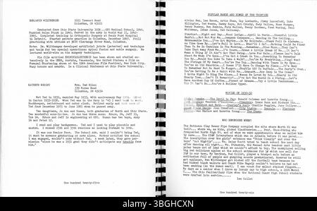 Dieses Souvenir-Heft erinnert an das 50. Klassentreffen der North High School von 1932. Das Heft enthält Briefe von Alumni und Bilder ihrer Schulzeit. Die North High School wurde 1893 gegründet und wird für ihre langjährigen Bildungsbeiträge in Columbus, Ohio, gefeiert. Stockfoto