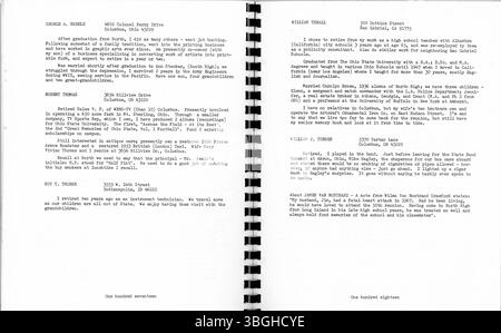 Das 50. Reunion Booklet der North High School's Class of 1932, veröffentlicht 1982, enthält Briefe von Klassenkameraden und Fotos aus ihren High School-Jahren. Die 1893 gegründete North High School war bekannt für ihr reiches Bildungsvermächtnis. Das Heft enthält Erinnerungen und Feierlichkeiten, die fünfzig Jahre nach dem Abschluss des Studiums gefeiert wurden. Stockfoto