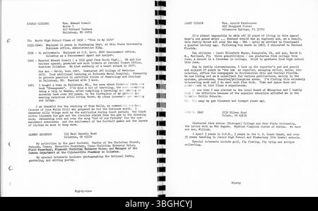 Das 1982 50. Reunion Booklet enthält Erinnerungen und Fotos aus der Klasse 1932 der North High School. Sie beleuchtet die Geschichte der Schule, einschließlich ihres ersten Baues im Jahr 1893 und späterer Ersetzung im Jahr 1924. Das von Frank L. Packard entworfene Gebäude wurde 1924 durch ein neues Gebäude an der 100 East Arcadia Avenue ersetzt. Heute befindet sich die Columbus International High School, die 2012 wieder eröffnet wurde. Stockfoto