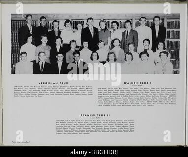 Diese Seite aus dem Jahrbuch der North High School 1957, Memory Book, bietet Einblicke in die Geschichte der Schule. Die North High wurde 1892 an der 100 West 4th Avenue in Columbus, Ohio, erbaut. Das von Frank L. Packard entworfene Gebäude im romanischen Revival wurde 1924 durch ein neues Gebäude an der 100 East Arcadia Avenue ersetzt. Die Schule wurde 1979 geschlossen und 2012 als Columbus International High School wieder eröffnet. Stockfoto