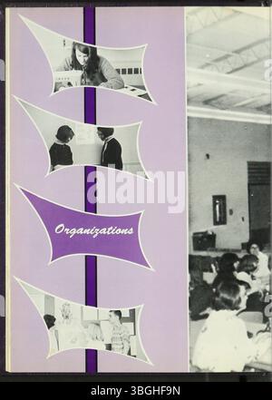 Jahrbuch der Reynoldsburg High School, 1966. Dieses Jahrbuch mit dem Titel Reynolian dokumentiert die Entwicklung der Schulen in Reynoldsburg, beginnend mit einer Blockhütte im Jahr 1819. 1858 wurde eine zweistöckige Backsteinschule errichtet und 1868 die Reynoldsburg Union Academy gegründet. Die Akademie absolvierte ihre erste Klasse 1871. Im Jahr 1925 wurde das Gebäude renoviert und ein drittes Stockwerk hinzugefügt. Das Jahrbuch wurde erstmals 1943 veröffentlicht. Bis 2018 hatte Reynoldsburg zwei Gymnasialcampus in Betrieb. Stockfoto