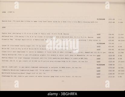 Columbus City Bulletin Teil 1 aus dem Jahr 1990 enthält stadtratsverfahren, offizielle Vorschläge, Ausschreibungen und Aufzeichnungen über den öffentlichen Dienst und die Einkaufsbehörde. Stockfoto