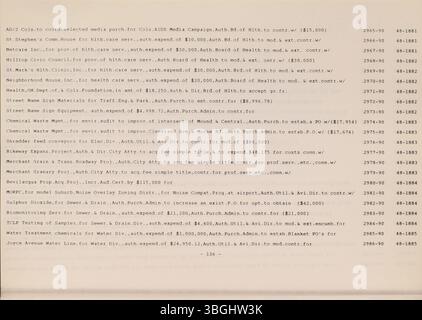 Diese Ausgabe 1990 des Columbus City Bulletins enthält die stadtratsverhandlungen, erlassene Verordnungen, Ausschreibungen, Vorschläge, Aktualisierungen des öffentlichen Dienstes, und Aktivitäten des Board of Purchase. Stockfoto