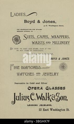 Am 13. Mai 1895 fand in Indianapolis das siebte jährliche Mai-Musikfestival mit vielen Teilnehmern aus dem Maennerchor und der deutsch-amerikanischen Gemeinschaft statt. Die Veranstaltung feierte kulturelle Musiktraditionen durch Gruppenaufführungen. Stockfoto