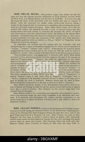 Seite 24 zeigt Auftritte vom 7. Mai 1895 in Indianapolis mit dem Maennerchor und deutsch-amerikanischen Musikern. Stockfoto