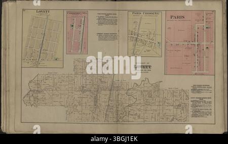 Dieser atlas von Jennings County (Indiana) aus dem Jahr 1884 enthält detaillierte Karten des Countys, der Townships und des Grundbesitzes. Es bietet eine visuelle Darstellung des Layouts und der Landverteilung des Countys während dieser Zeit. Stockfoto