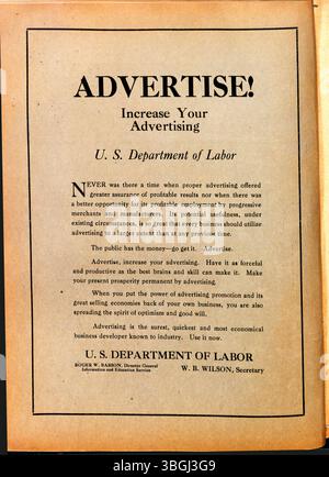 Die Ausgabe des Indiana Construction Recorders vom 14. Juni 1919 enthält Berichte über Trends bei Baumaterialien, Bauverträge, Vereinsaktualisierungen, Anzeigen und Projekte in ganz Indiana und dient als offizielle Publikation der Indiana Society of Architects and Contractor Association. Stockfoto
