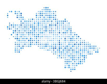 Turkmenistan Dot Map. Digitale Country-Form. Turkmenistan Vektorbild. Blaue kreisförmige Punkte in Country-Form. Klassische Vektorillustration. Stock Vektor
