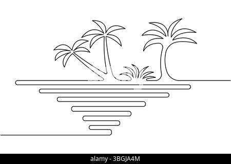 Palme eine Linie Zeichnung minimalistische Vektor-Illustration Stock Vektor