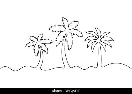 Durchgehende Strichkunst von Palmen einfache minimale Umrisse Stock Vektor