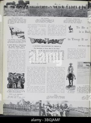 Das Jeffrey Service Magazin von 1915-1916 zeigt Neuigkeiten zu Unternehmen, Bergbaumaschinen, Mitarbeitergeschichten und Kriegsberichte, die die Auswirkungen des Ersten Weltkriegs auf die Mitarbeiter und die lokale Geschichte von Columbus dokumentieren. Stockfoto