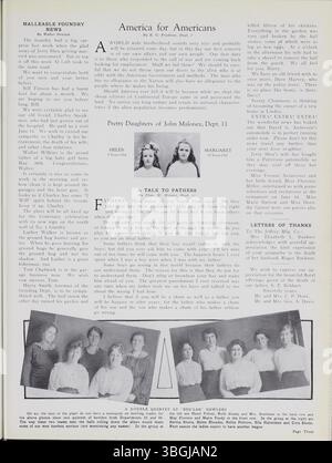 Jeffrey Service Volume 5, von September 1918 bis August 1919, ist ein vom Unternehmen veröffentlichter Newsletter mit Artikeln über die Jeffrey Company, Bergbauausrüstung, Mitarbeiternachrichten und tägliche Updates. Es enthält Fotos und Zeichnungen der Anlage, der Ausrüstung, der Arbeiter und ihrer Familien. Die Publikation enthält auch Nachrichten aus dem Ersten Weltkrieg über Mitarbeiter, die sich einsetzten, und dokumentiert von Unternehmen gesponserte Sportarten, Freizeitgruppen und gesellschaftliche Veranstaltungen in Columbus. Stockfoto