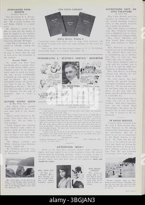 Diese Ausgabe von Jeffrey Service, von September 1918 bis August 1919, enthält Artikel über die Jeffrey Company, Bergbauausrüstung, Mitarbeiteraktivitäten und gesellschaftliche Veranstaltungen. Es enthält Fotos und Zeichnungen des Werks und der Arbeiter sowie Einzelheiten zu den Neuigkeiten aus dem Ersten Weltkrieg im Zusammenhang mit der Einstellung von Mitarbeitern. Es ist eine wertvolle historische Ressource für die Jeffrey Company und Columbus. Stockfoto
