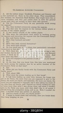 1954 Bericht der Ohio UN-American Activities Commission, der Transkripte von Personen enthält, die wegen mutmaßlicher kommunistischer Verbindungen in den Jahren 1953 bis 1954 befragt wurden. Stockfoto