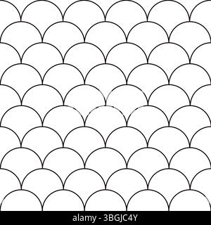 Halbkreis abstraktes nahtloses Muster, minimalistische einfache handgezeichnete Vektor-Illustration, Flickwerk-Design der überlappenden Elemente dekorative monochrome Textur, wiederholtes Ornament für Textil, Geschenkpapier Stock Vektor