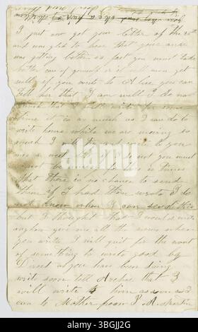 Dieser Brief von Joseph Aplin Martin an Eleanor Kelley, geschrieben am 1. November 1862, ist eine persönliche Korrespondenz aus der Zeit des Bürgerkriegs und bietet einen Einblick in die Gefühle und das tägliche Leben während dieser turbulenten Periode. Stockfoto