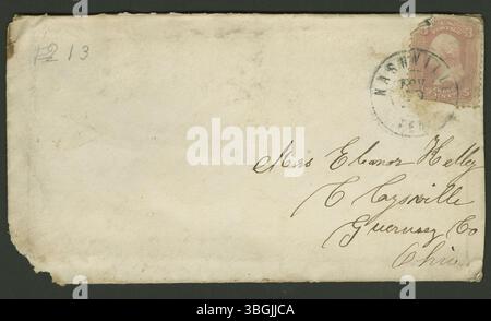 Dieser Brief, den Joseph Aplin Martin am 9. Und 13. November 1862 an Eleanor Kelley verfasste, bietet persönliche Korrespondenz während des Amerikanischen Bürgerkriegs. Stockfoto