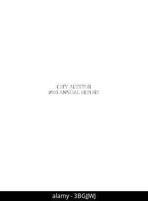 Der Columbus-Jahresbericht 2005 (Seite 34) enthält eine Überprüfung der Einnahmen und Ausgaben der Stadt sowie Finanzberichte des Stadtverwalters, des Stadtschatzmeisters und des Komitees für Wege und Mittel. Stockfoto