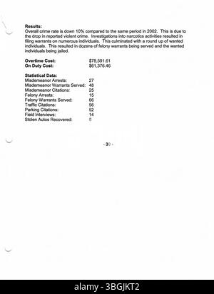 Eine Pressemitteilung des Büros von Bürgermeister Michael Coleman aus dem Jahr 2003, in der Einzelheiten zu wichtigen Entscheidungen und Ankündigungen im Zusammenhang mit der lokalen Verwaltung in Columbus, Ohio, beschrieben werden. Stockfoto