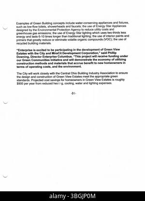 Das Büro von Bürgermeister Michael Coleman veröffentlichte 2005 mehrere Pressemitteilungen, die sich mit lokalen Themen und Initiativen in Columbus befassten. Coleman war der erste afroamerikanische Bürgermeister der Stadt und diente von 2000 bis 2016, was eine historische politische Amtszeit markierte. Stockfoto
